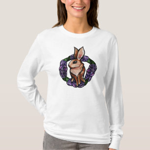 Purple Rose Rabbit Nature Lovers Easter Spring T-Shirt