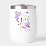 Purple Rose Ribbon 40th Birthday<br><div class="desc">Lovely and elegant rose with butterfly.</div>