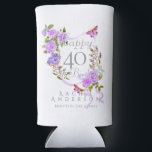 Purple Rose Ribbon 40th Birthday Cooler<br><div class="desc">Lovely and elegant rose with butterfly.</div>