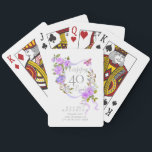 Purple Rose Ribbon 40th Birthday Playing Cards<br><div class="desc">Lovely and elegant rose with butterfly.</div>