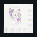 Purple Rose Ribbon 70th Birthday Napkin<br><div class="desc">Beautiful chic napkin design with ribbon,  roses
and butterfly. Created a lovely dining experience
for your guests. This design also comes will
a comparable paper plate and paper cup.</div>