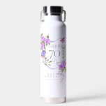 Purple Rose Ribbon 70th Birthday Water Bottle<br><div class="desc">Beautiful chic water bottle with ribbon,  roses
and butterfly design which makes a perfect personalized gift for any female guest or birthday girl.</div>