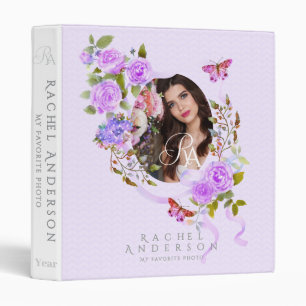 Purple Rose Ribbon Chic Photo Lavender Binder
