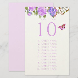 Purple Rose Ribbon Monogram Wedding Guest List Stationery