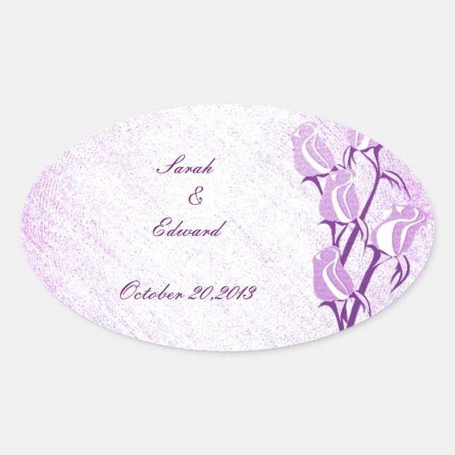 Purple Rose Save the Date Stickers (Front)