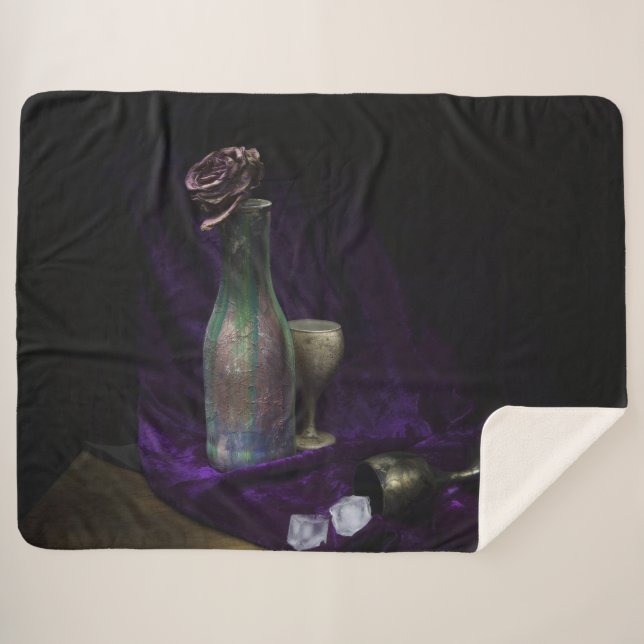 PURPLE ROSE SHERPA BLANKET (Front (Horizontal))