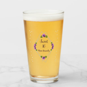 Purple Rose Silver Geometric Sweet 16 Glass