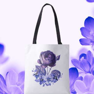 Purple Rose Spring Floral Tote Bag