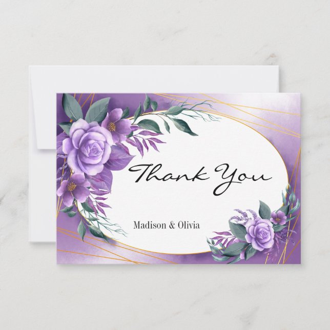 Purple Rose Thank You Cards (Front)