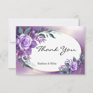 Purple Rose Thank You Cards