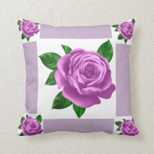 Purple rose throw pillow