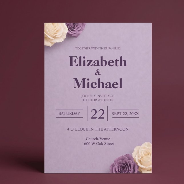 Purple Rose Wedding Invitation (Creator Uploaded)