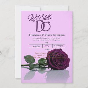 Purple Rose Wedding Invitation Vow Renewal