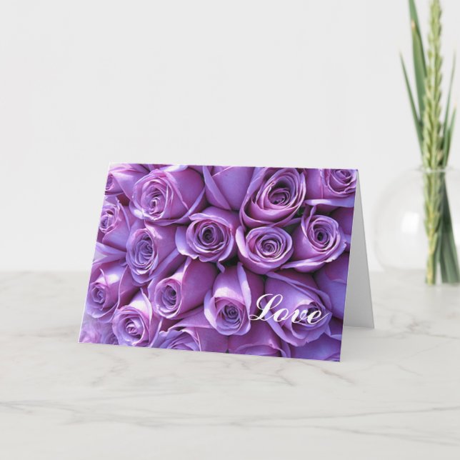 Purple Rose Wedding Note Cards Template (Front)