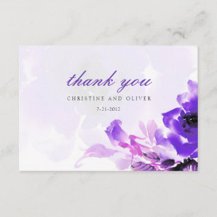 Purple Rose Wedding Thank You Card