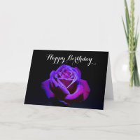 Purple Rose With Dew Droplets Happy Birthday