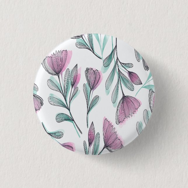 Purple roses 1 inch round button (Front)
