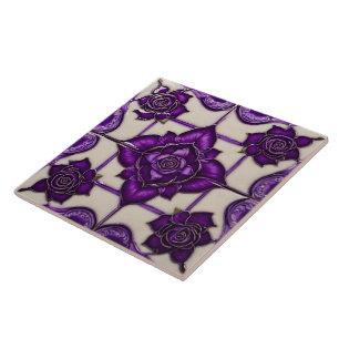 Purple Roses Beautiful Modern Collection Tile