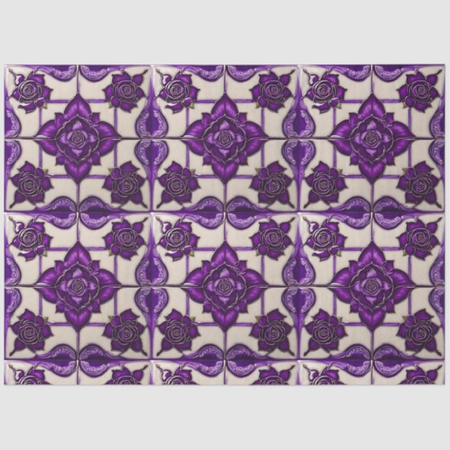 Purple Roses Beautiful Modern Collection Tissue Paper (Front)