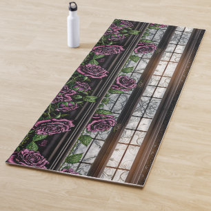 Purple roses by the window - gothic style yoga mat