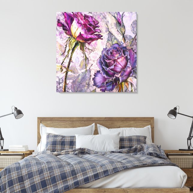 Purple Roses Canvas Print (Insitu(Bedroom))