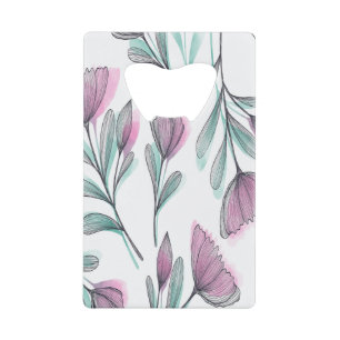 Purple roses credit card bottle opener