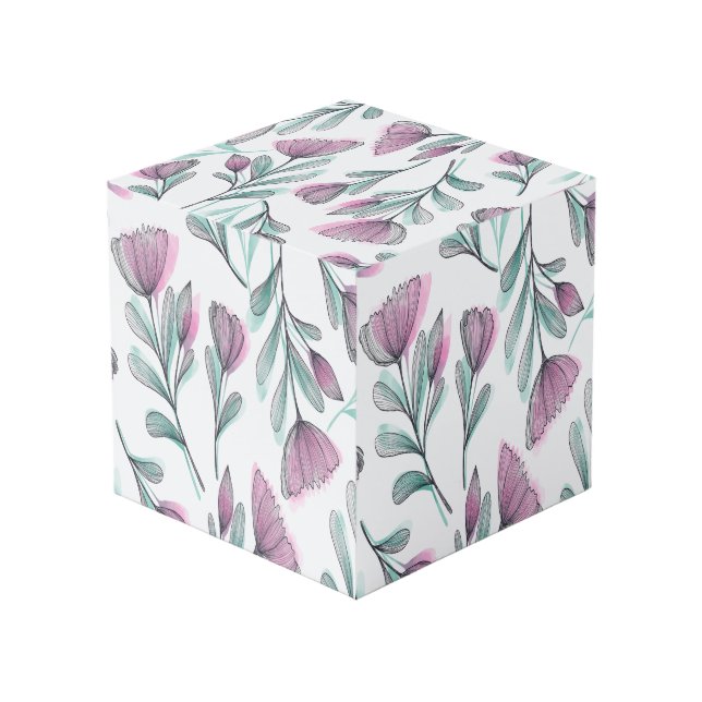 Purple roses cube (Back Angled)