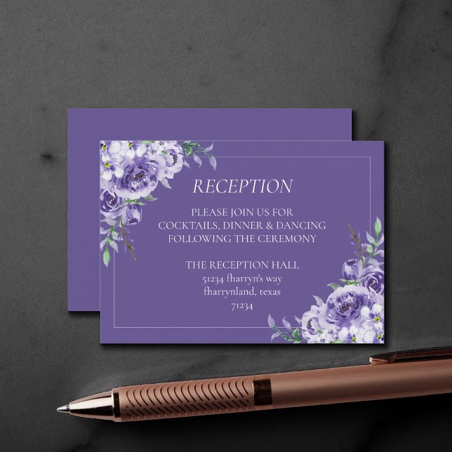 Purple Roses | Elegant Violet Floral Watercolor Enclosure Card (Creator Uploaded)