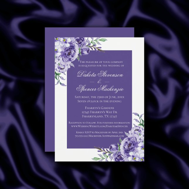 Purple Roses | Elegant Watercolor Floral Boho Invitation (Creator Uploaded)
