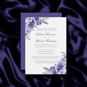 Purple Roses   Elegant Watercolor Floral Boho Invitation