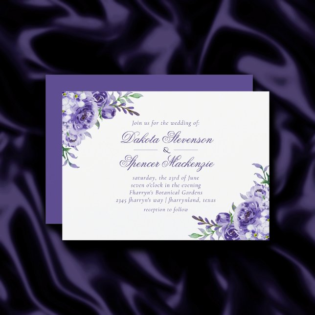 Purple Roses | Elegant Watercolor Floral Boho Invitation (Creator Uploaded)