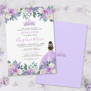 Purple Roses Floral Quinceanera Invitation
