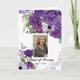 Purple Roses Funeral Program