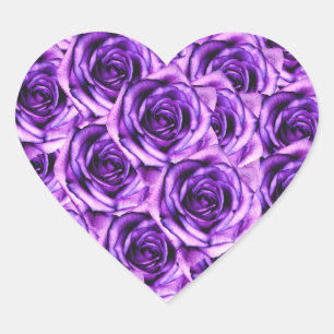 Purple Roses Heart Sticker