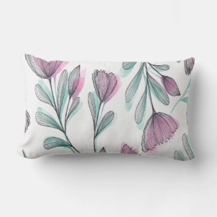 Purple roses lumbar pillow