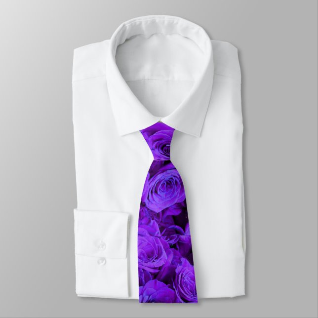 Purple Roses  purple florals purple flowers Tie (Tied)