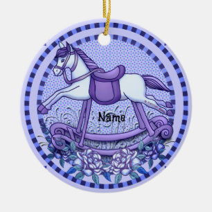 Purple Roses Rocking Horse ornament 