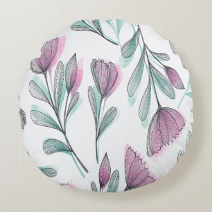 Purple roses round pillow