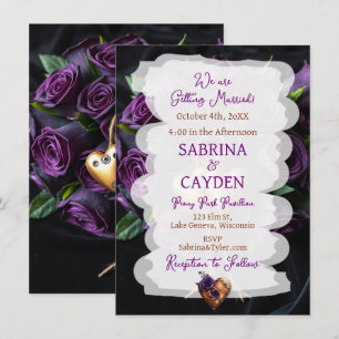 Purple Roses, Steampunk Wedding Invitation