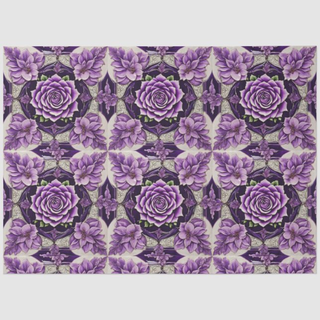 Purple Roses Trendy Beautiful Collection Tissue Paper (Front)
