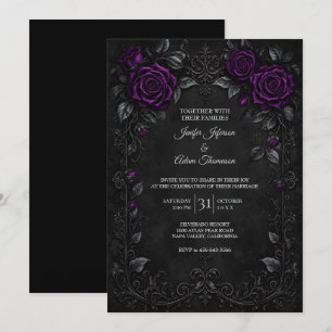 Purple Roses Wedding Invitation