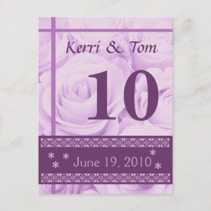 PURPLE Roses Wedding Table Number Card Reception