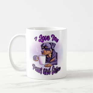 Purple Rottweiler: I Love my Paws and Coffee Mug