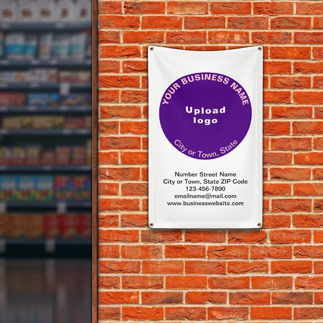 Purple Round Business Brand on Portrait Banner (Banner with your business brand in purple round shape)