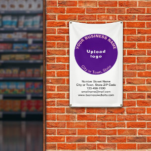 Purple Round Shape Business Brand on Banner