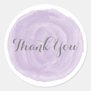 Purple Round Watercolor Thank You Stickers