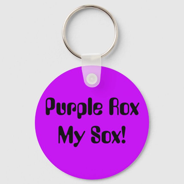 Purple Rox My Sox! Keychain (Front)