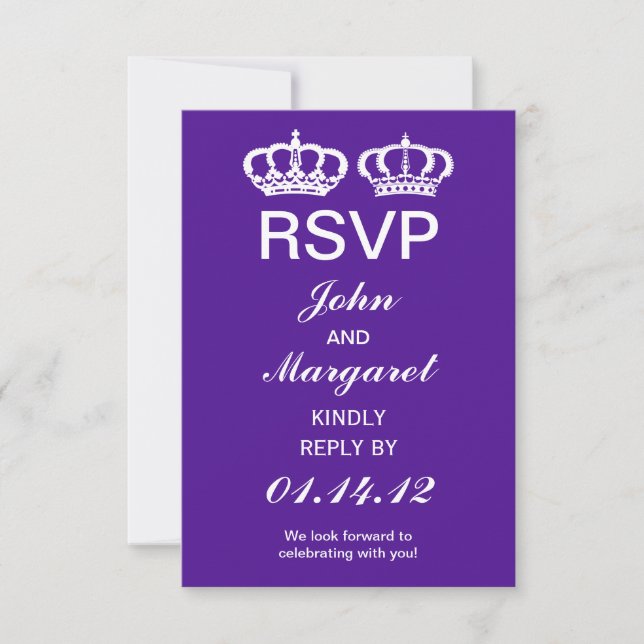 Purple Royal Couple RSVP Card (Front)