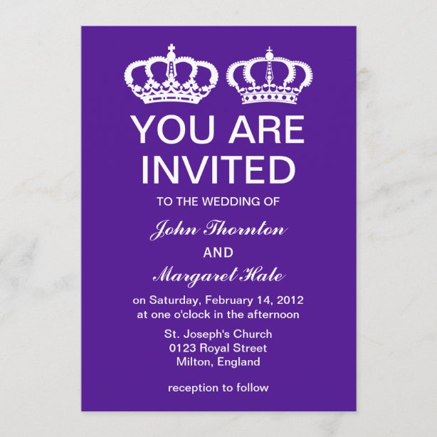 King And Queen Wedding Invitations And Announcements Zazzle Ca 0908