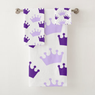 Purple Royal Crowns Fairytale Prince Storybook Bath Towel Set